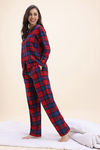 Zivame Checkered Charm Flannel Pyjama Set - High Risk Red — thumbnail 3